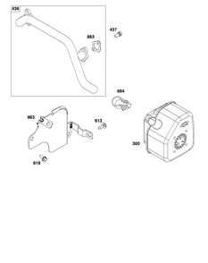 Exhaust Group Diagram and Parts List for 305447-0615-F1 200000 - 399999 Briggs and Stratton Engine
